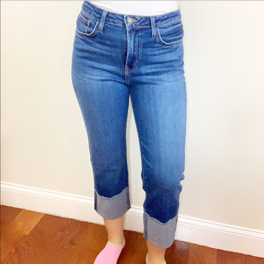 High Rise Cuffed Denim Jeans - Picture 2 of 8